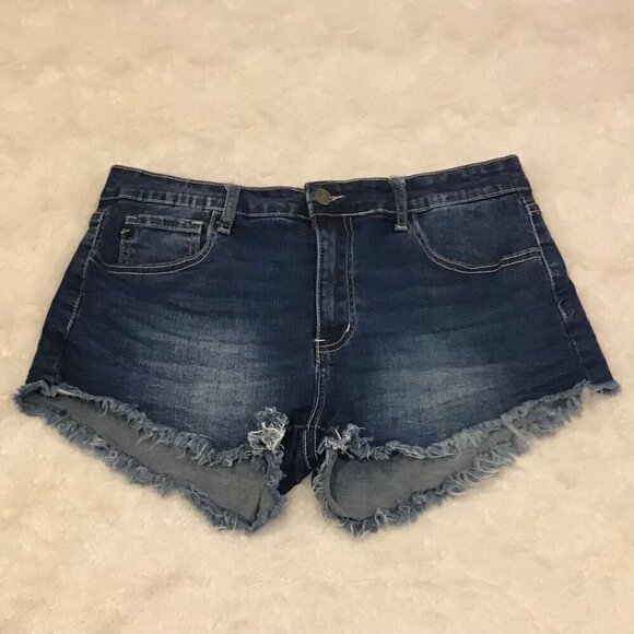 KanCan 13 (30) Denim Women’s Shorts Frayed Hem Jeans Cutoffs Stretch KC6033M - Picture 8 of 9